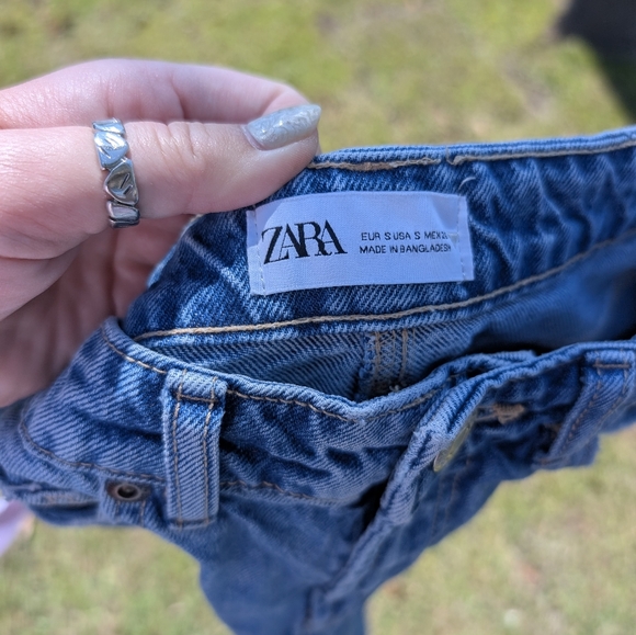 ZARA Skirt Size S Blue Light Wash Midi Maxi Denim High Waist A Line Pockets - Picture 6 of 10